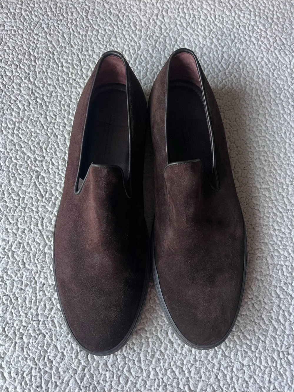 Giorgio Armani Made in Italy Brown Suede Slip On Sneakers Loafers Office EU 45
